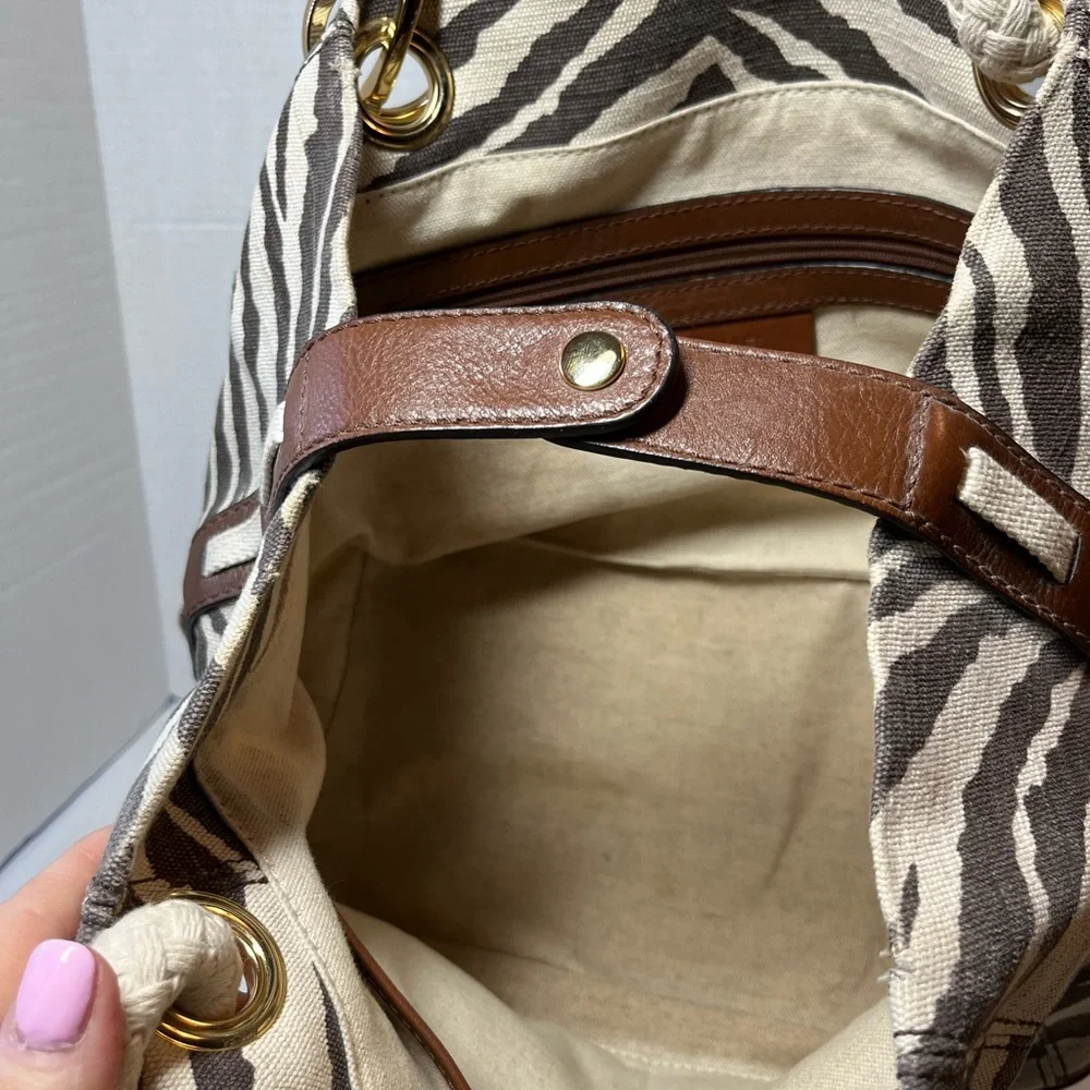 Michael Kors Zebra Print Canvas/Leather Satchel